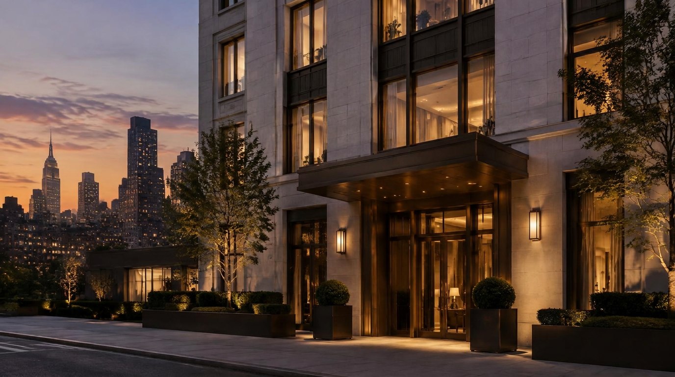 Evening facade of a Crestmark residence